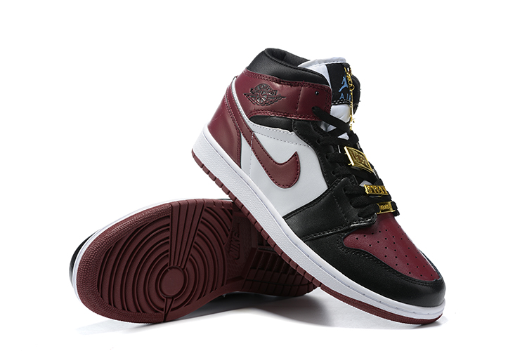 Newest Air Jordan 1 Black Dark Red White - Click Image to Close